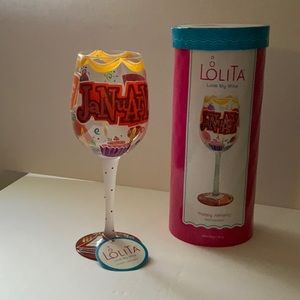 January Birthday Wine Glass Hand painted